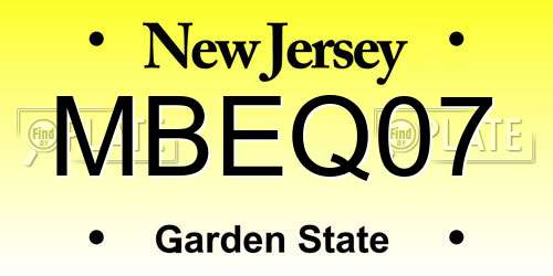 MBEQ07 New Jersey License Plate