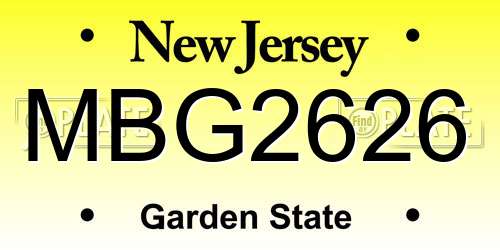 MBG2626 New Jersey License Plate
