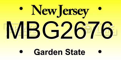 MBG2676 New Jersey License Plate
