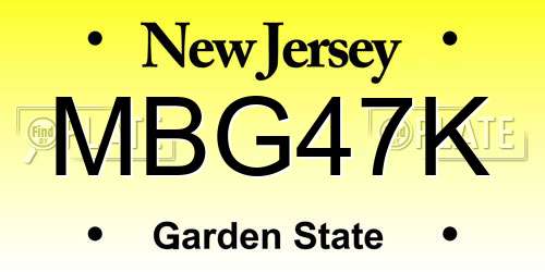 MBG47K New Jersey License Plate
