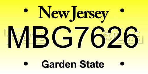 MBG7626 New Jersey License Plate