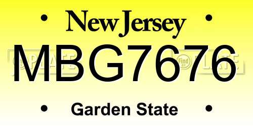 MBG7676 New Jersey License Plate