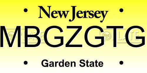 MBGZGTG New Jersey License Plate