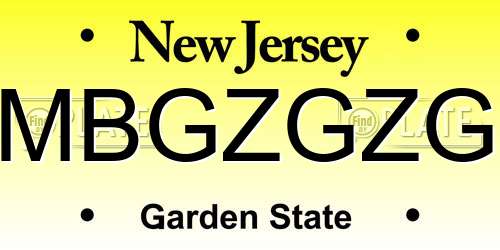 MBGZGZG New Jersey License Plate