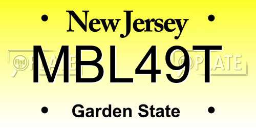 MBL49T New Jersey License Plate