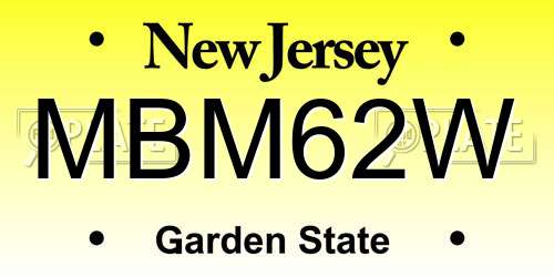 MBM62W New Jersey License Plate