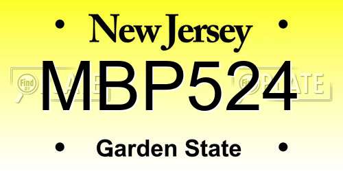 MBP524 New Jersey License Plate