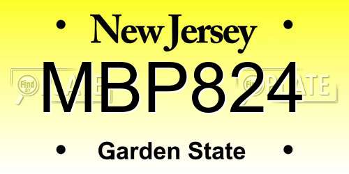 MBP824 New Jersey License Plate