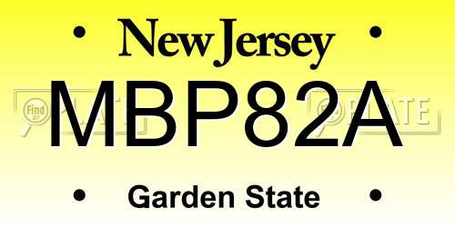 MBP82A New Jersey License Plate