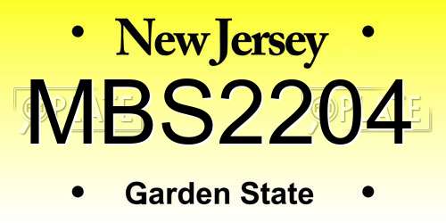MBS2204 New Jersey License Plate