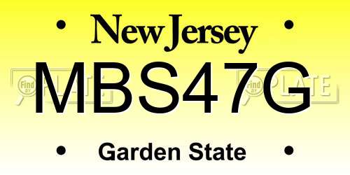 MBS47G New Jersey License Plate
