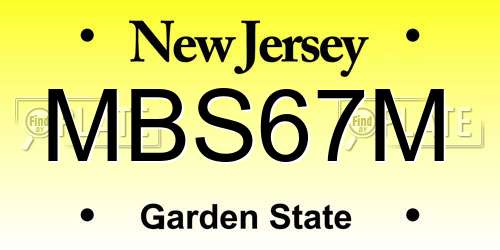 MBS67M New Jersey License Plate