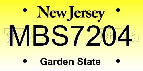 MBS7204 New Jersey License Plate