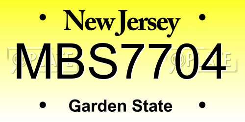 MBS7704 New Jersey License Plate