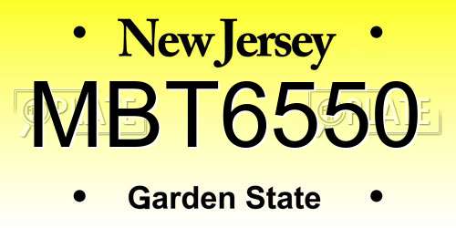 MBT6550 New Jersey License Plate