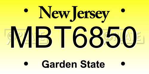 MBT6850 New Jersey License Plate