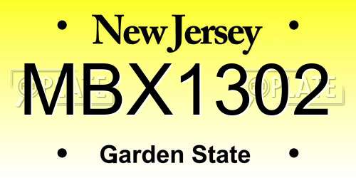 MBX1302 New Jersey License Plate