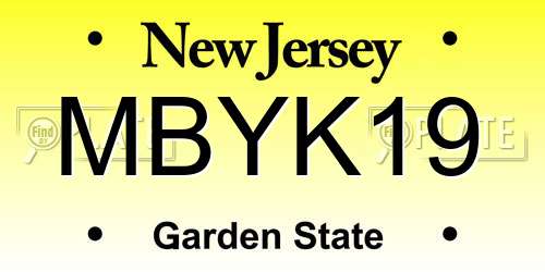 MBYK19 New Jersey License Plate