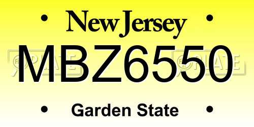 MBZ6550 New Jersey License Plate