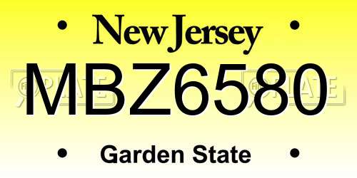 MBZ6580 New Jersey License Plate