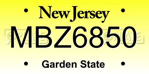 MBZ6850 New Jersey License Plate