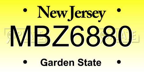 MBZ6880 New Jersey License Plate