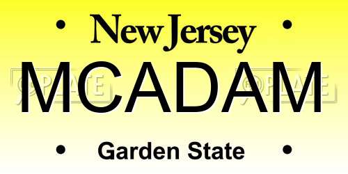 MCADAM New Jersey License Plate