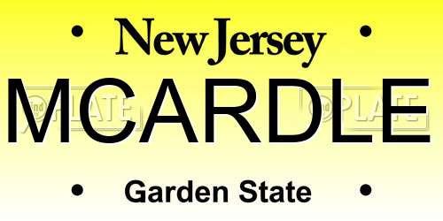 MCARDLE New Jersey License Plate