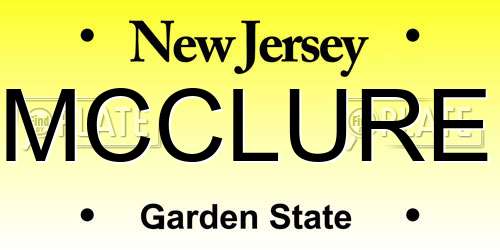 MCCLURE New Jersey License Plate