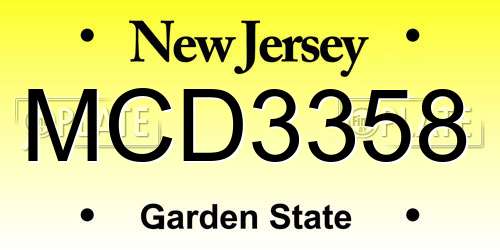 MCD3358 New Jersey License Plate