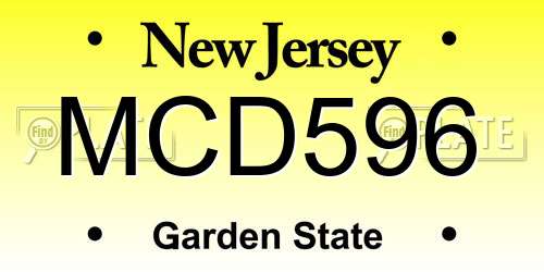 MCD596 New Jersey License Plate