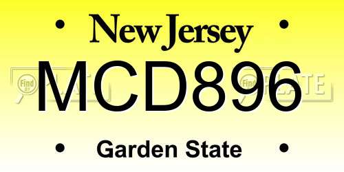 MCD896 New Jersey License Plate