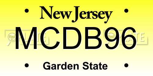 MCDB96 New Jersey License Plate
