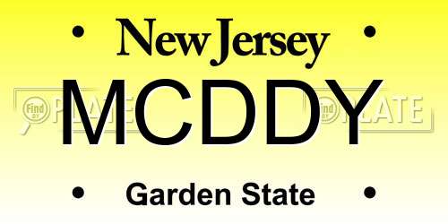 MCDDY New Jersey License Plate