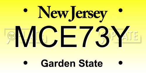 MCE73Y New Jersey License Plate