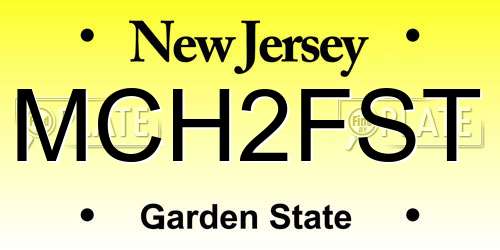 MCH2FST New Jersey License Plate