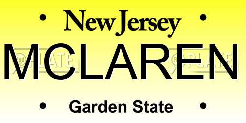 MCLAREN New Jersey License Plate