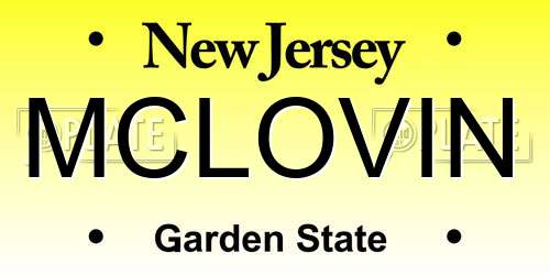 MCLOVIN New Jersey License Plate