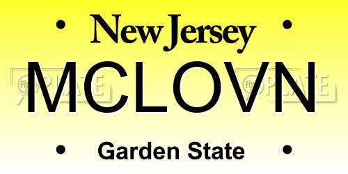 MCLOVN New Jersey License Plate