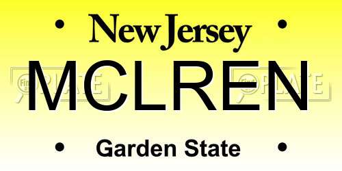 MCLREN New Jersey License Plate