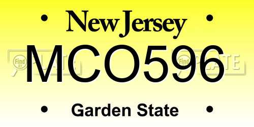 MCO596 New Jersey License Plate