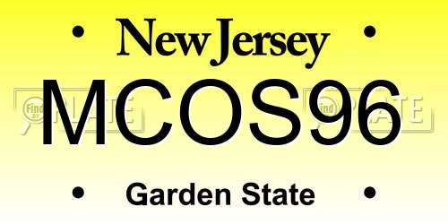 MCOS96 New Jersey License Plate