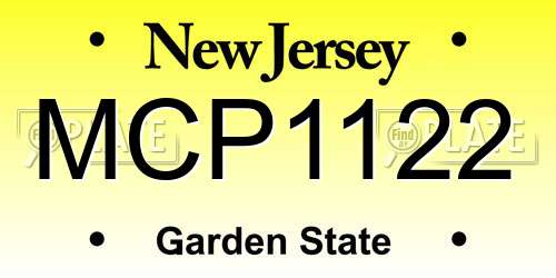 MCP1122 New Jersey License Plate