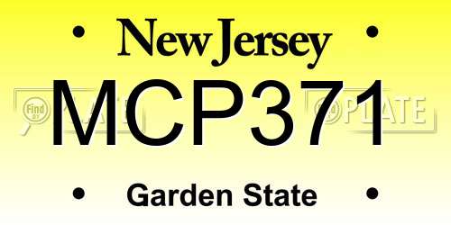 MCP371 New Jersey License Plate