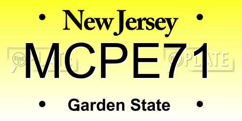 MCPE71 New Jersey License Plate