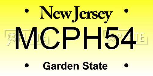 MCPH54 New Jersey License Plate