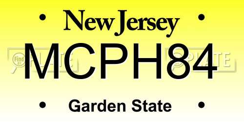 MCPH84 New Jersey License Plate