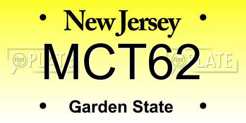 MCT62 New Jersey License Plate