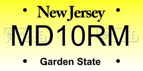 MD10RM New Jersey License Plate