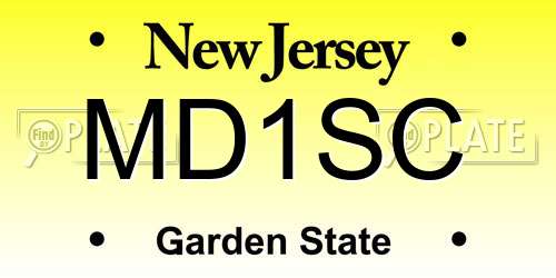 MD1SC New Jersey License Plate